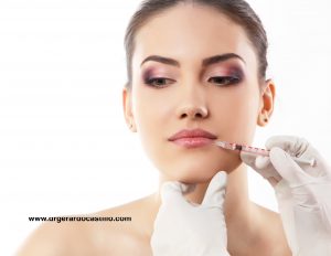 lips injections, beautiful young female face with beauty treatment - lips botox injection